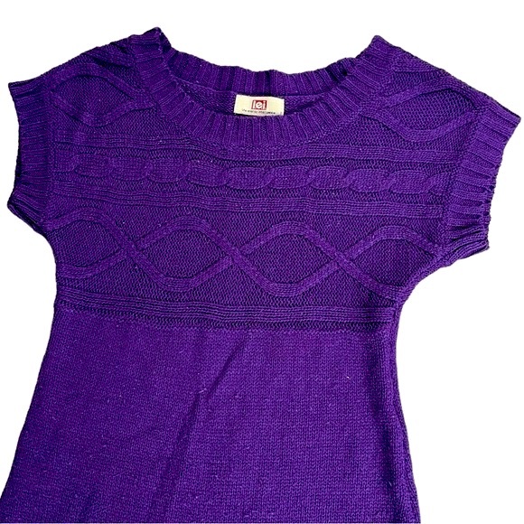 l.e.i. Size small vintage purple sweater mini dress short sleeve cute design - Picture 2 of 8